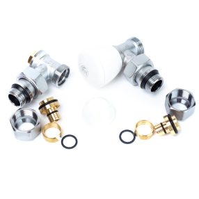 Kézi sarok radiátorszelep szett 16 ötrétegű csőhöz Giacomini